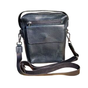 Handcrafted Genuine Leather Sleek Crossbody Shoulder Bag Unisex Dark Green